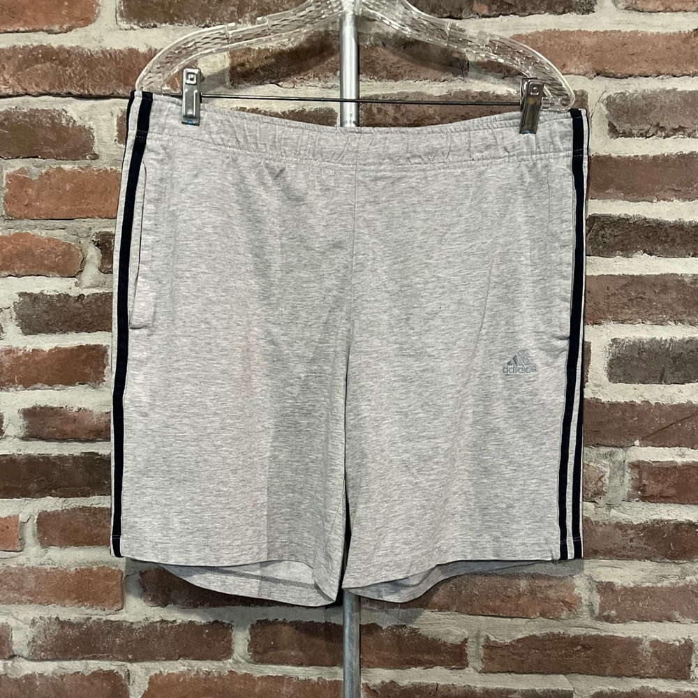 Adidas Light Gray Athletic Climalite Cotton Shorts with Black Side Stripes